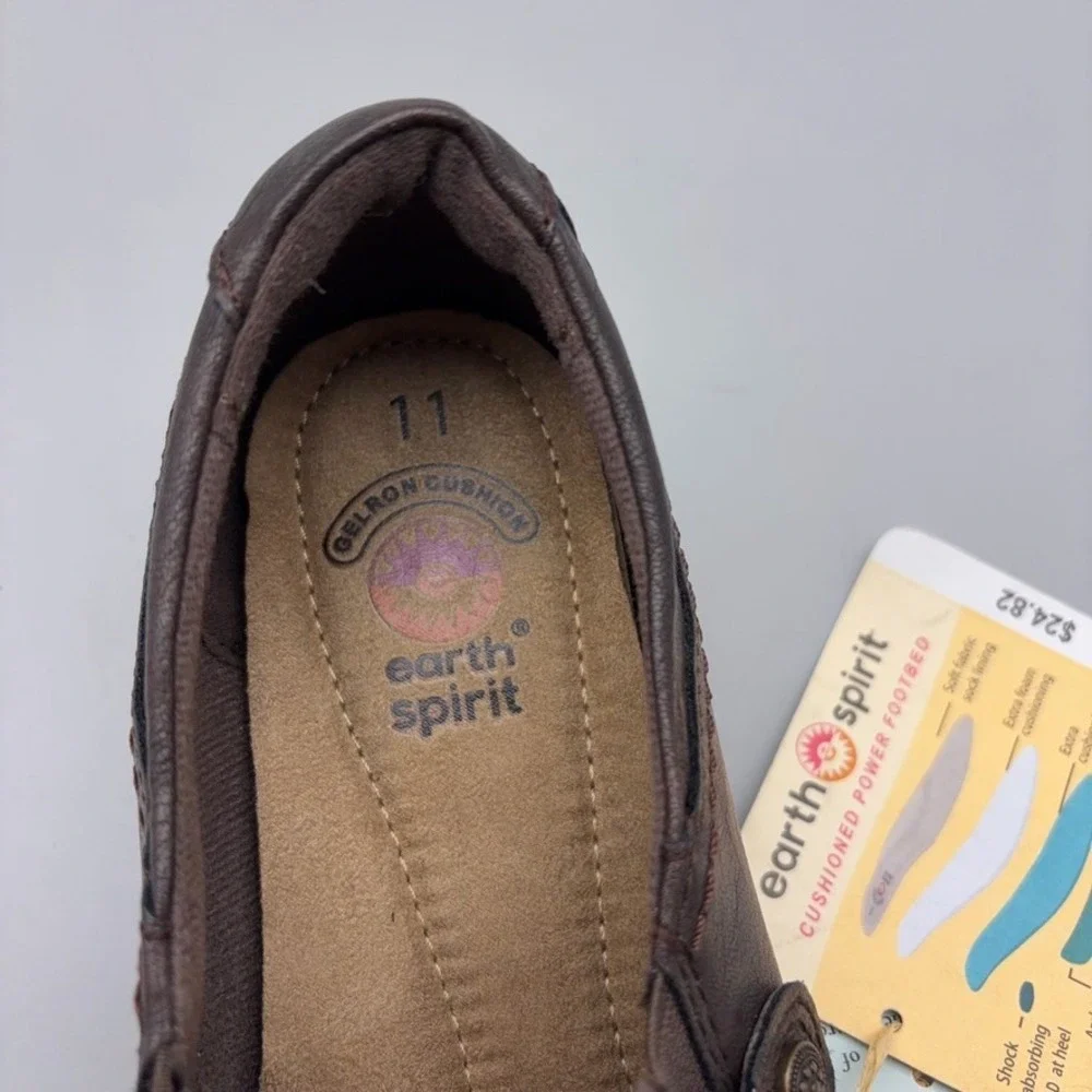 Earth Spirit Shoes Women 11 Brown Plain Cushioned Comfort Slip On Casual Loafers